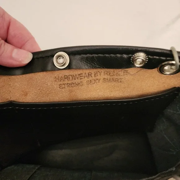 Hardwear By Renee Shoulder Tote Bag Upcycled Wood Rivets Cables Leather Floral - Picture 9 of 11